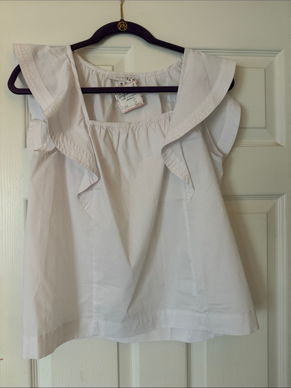 Olivia + Joy White Ruffle Sleeve Top